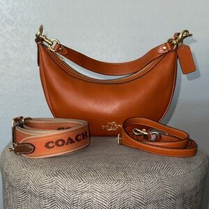 Coach Half Moon Pebbled Leather Shoulder Bag